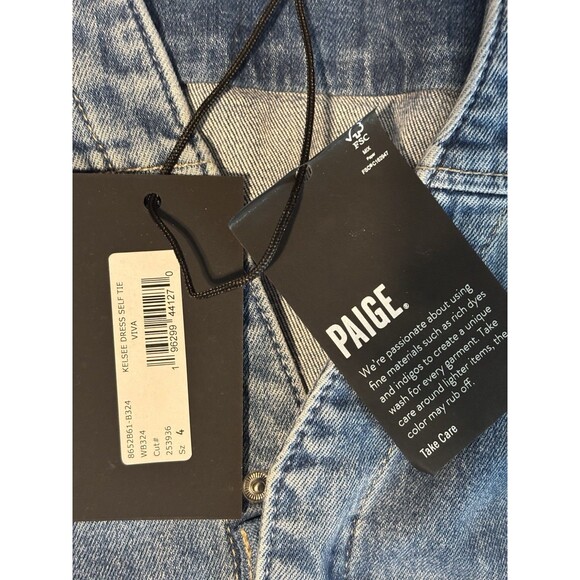 Anthropologie PAIGE Kelsee Sleeveless Mini Dress Sz 4 Light Denim NWT - Picture 10 of 10